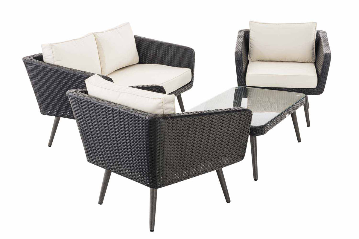 Loungeset Skara Flachrattan schwarz 45 cm (Dunkelgrau) – Ansicht 3