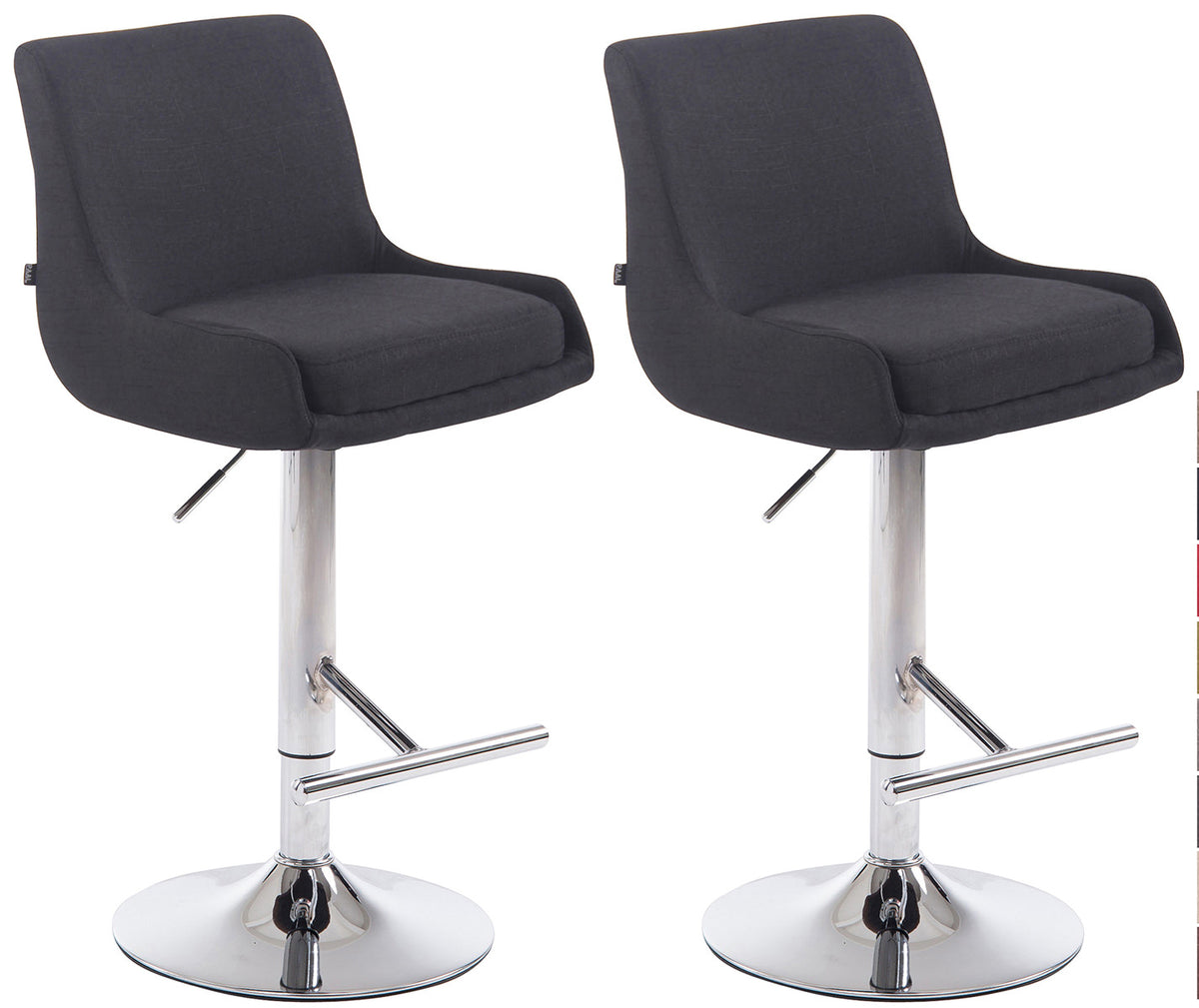 2er Set Barhocker Club Stoff chrom – Ansicht 4