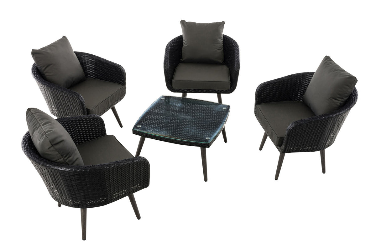 Lounge-Set Ameland Flachrattan anthrazit 45 cm (Dunkelgrau) – Ansicht 2