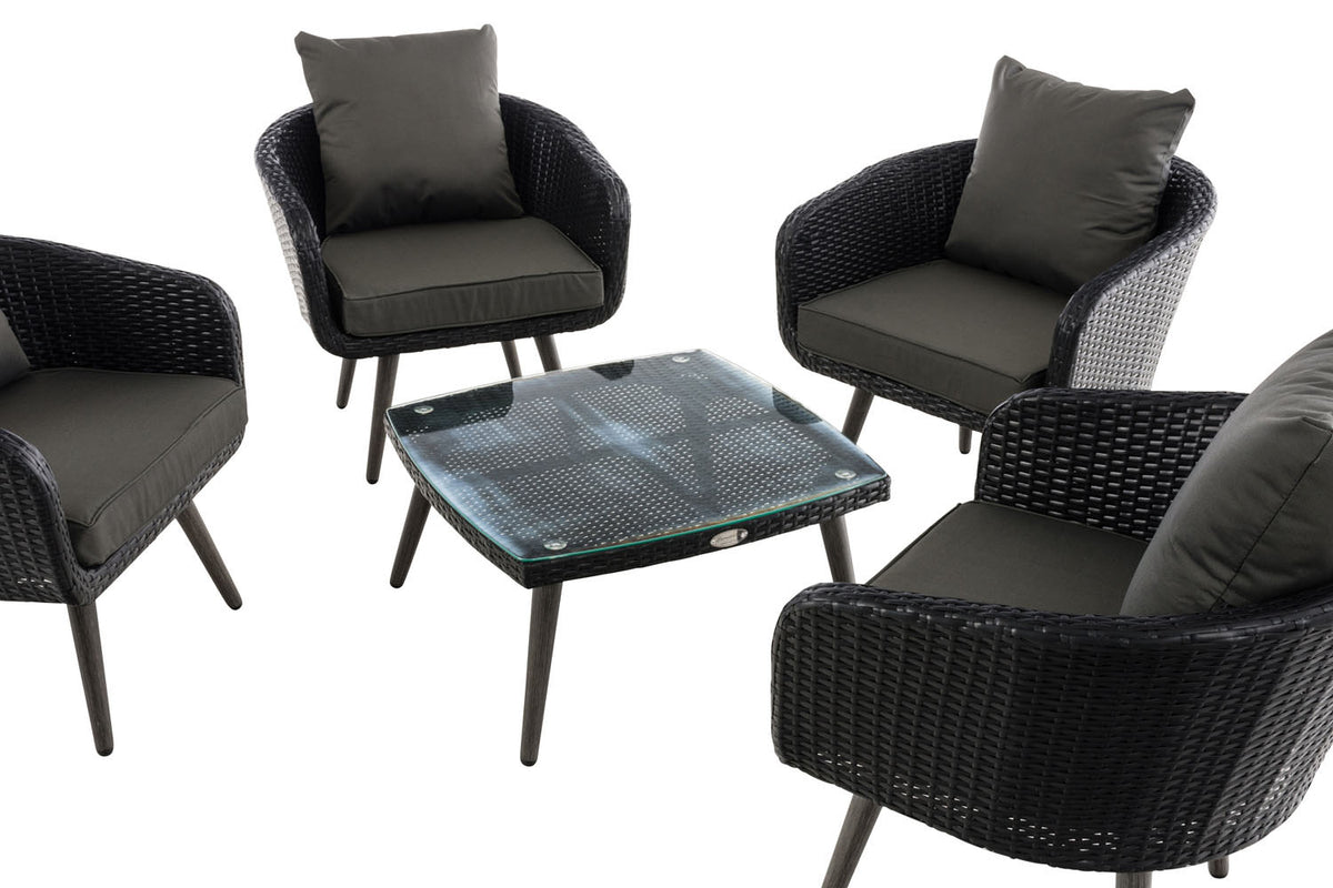 Lounge-Set Ameland Flachrattan anthrazit 45 cm (Dunkelgrau) – Ansicht 3