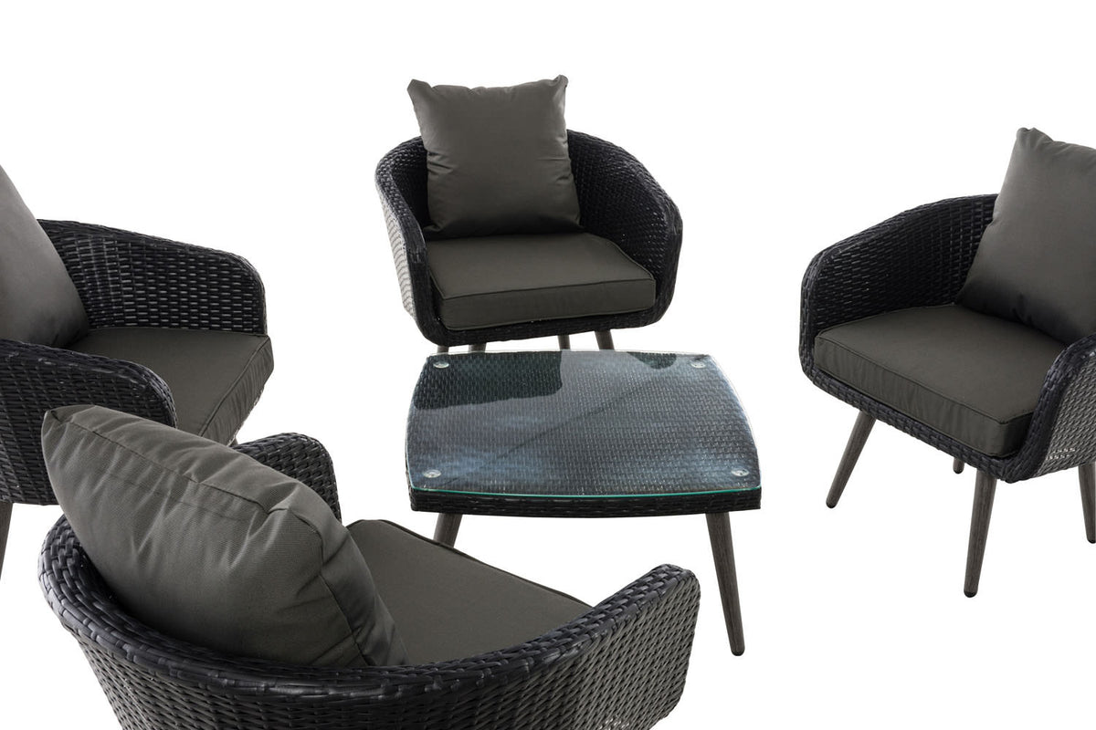 Lounge-Set Ameland Flachrattan anthrazit 45 cm (Dunkelgrau) – Ansicht 4