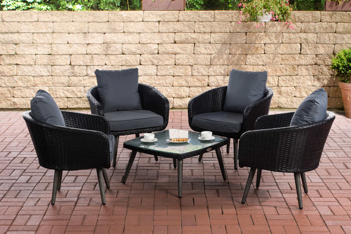 Lounge-Set Ameland Flachrattan eisengrau 45 cm (Dunkelgrau)