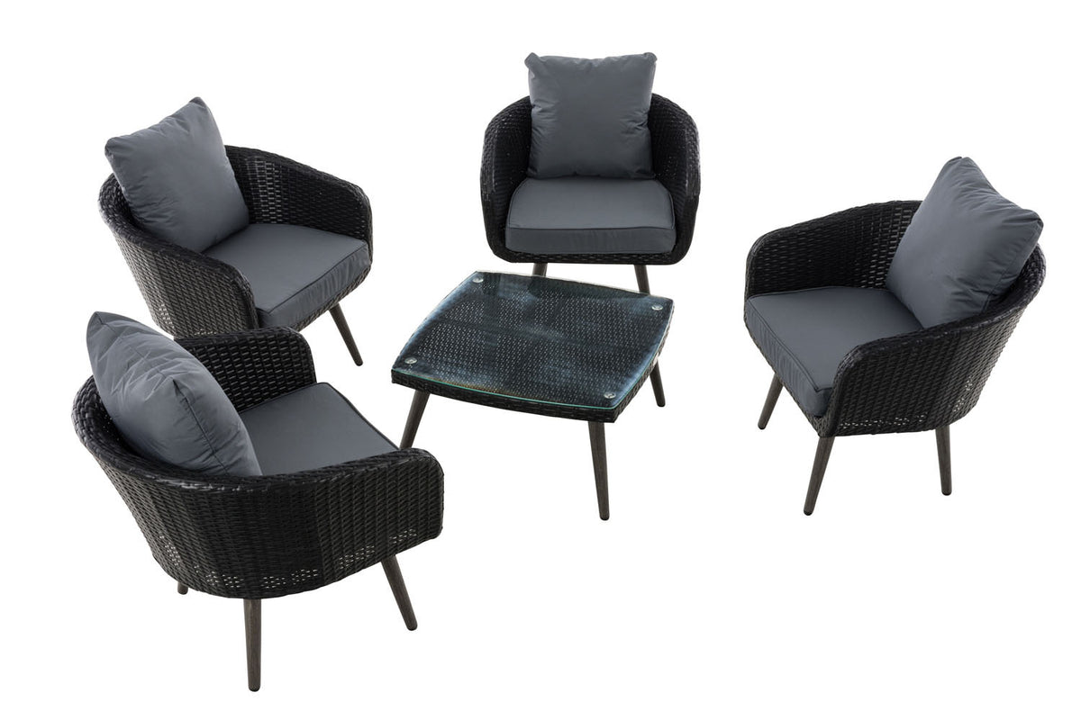 Lounge-Set Ameland Flachrattan eisengrau 45 cm (Dunkelgrau) – Ansicht 2