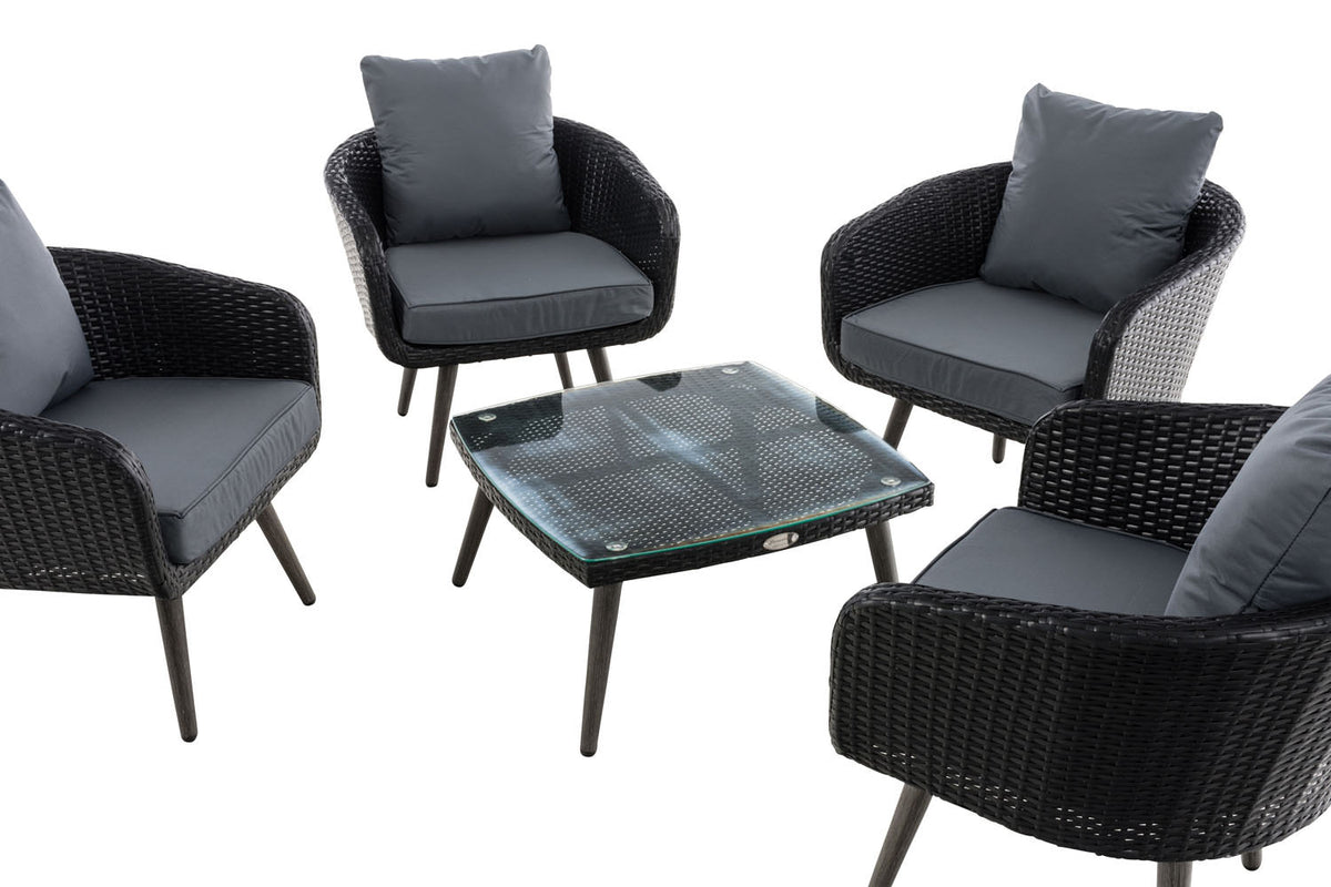 Lounge-Set Ameland Flachrattan eisengrau 45 cm (Dunkelgrau) – Ansicht 3