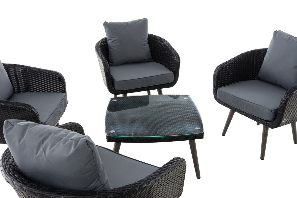 Lounge-Set Ameland Flachrattan eisengrau 45 cm (Dunkelgrau) – Ansicht 4