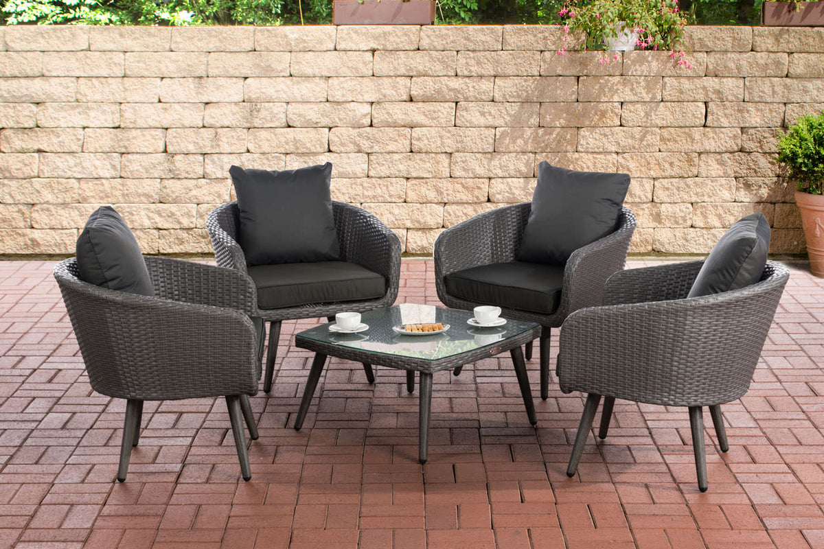 Lounge-Set Ameland Flachrattan anthrazit 45 cm (Dunkelgrau) – Ansicht 5