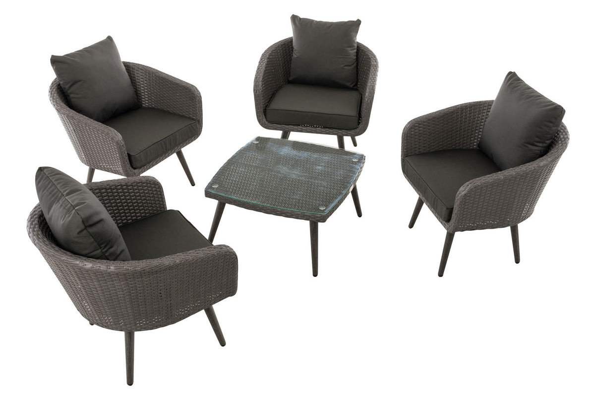 Lounge-Set Ameland Flachrattan anthrazit 45 cm (Dunkelgrau) – Ansicht 6