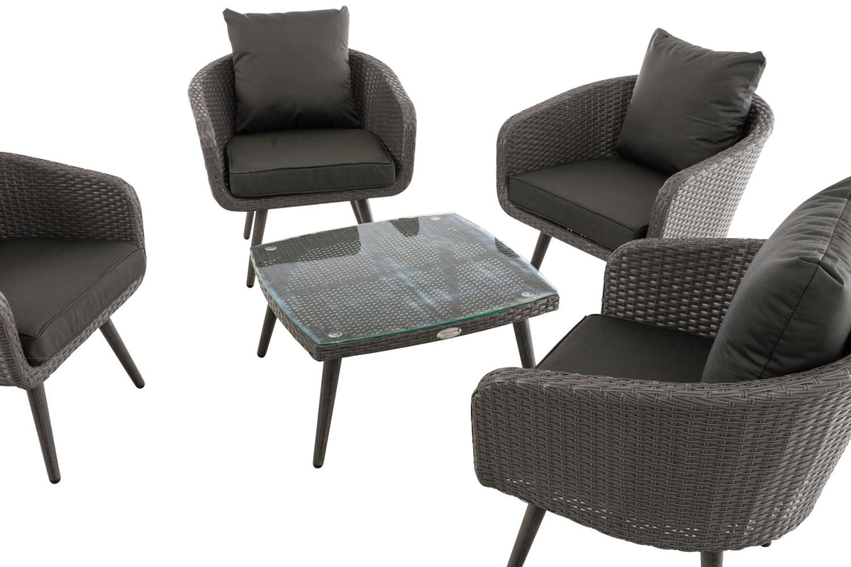 Lounge-Set Ameland Flachrattan anthrazit 45 cm (Dunkelgrau) – Ansicht 7