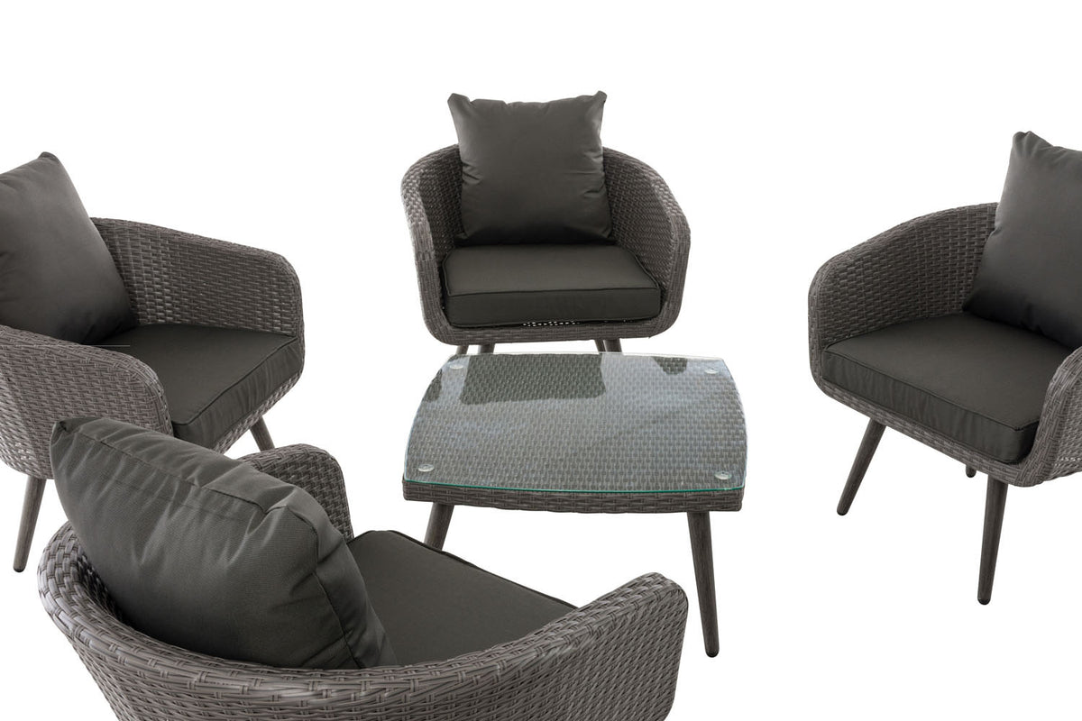 Lounge-Set Ameland Flachrattan anthrazit 45 cm (Dunkelgrau) – Ansicht 8