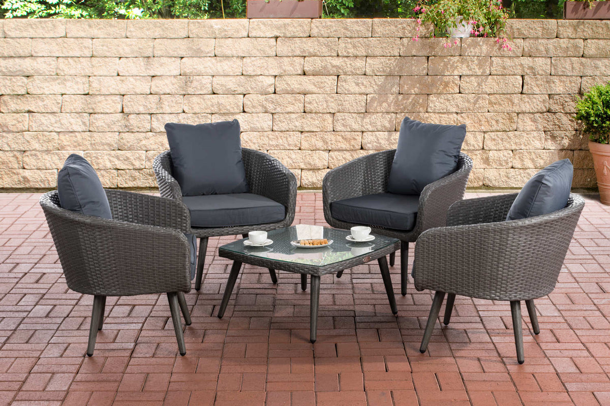 Lounge-Set Ameland Flachrattan eisengrau 45 cm (Dunkelgrau) – Ansicht 5
