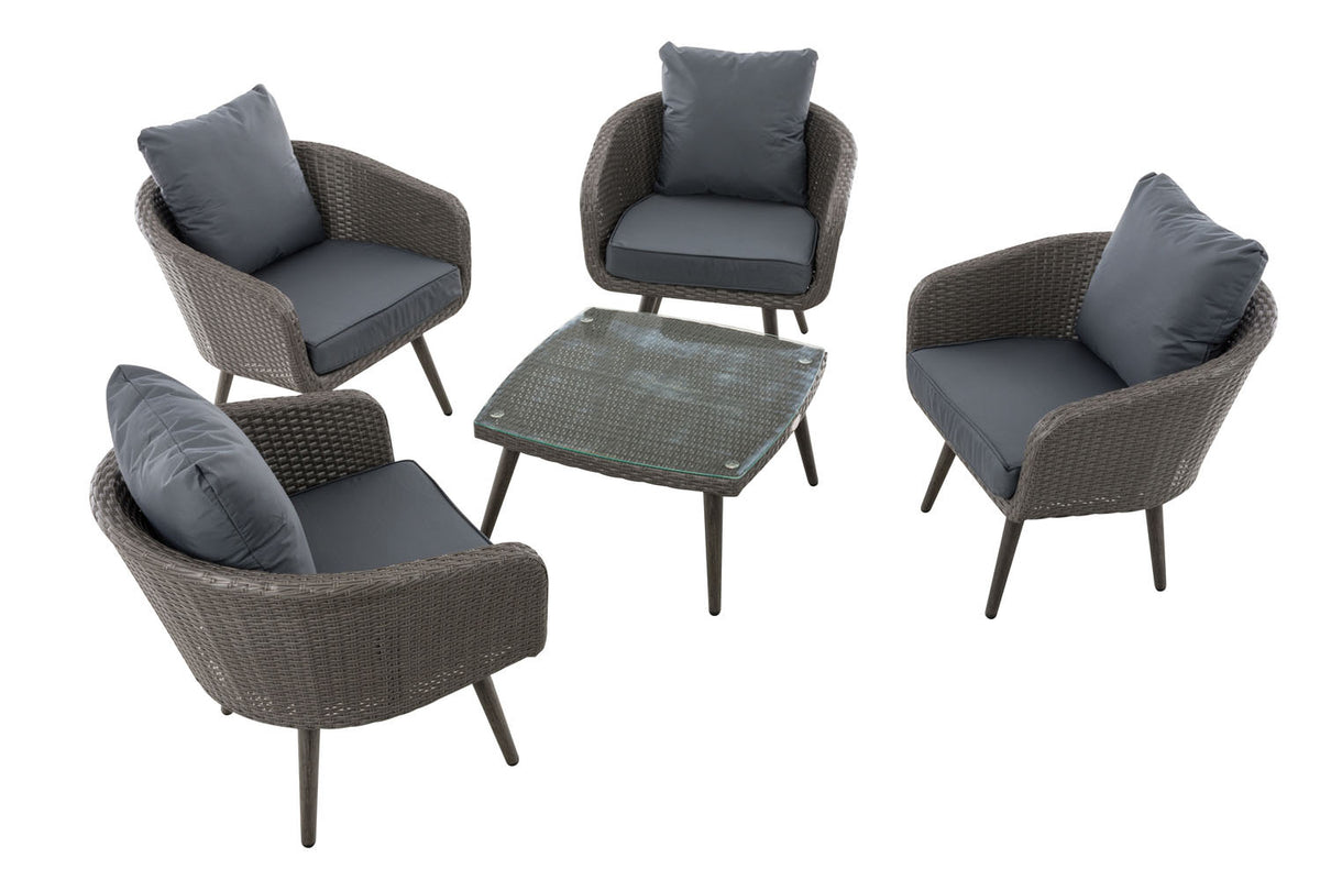 Lounge-Set Ameland Flachrattan eisengrau 45 cm (Dunkelgrau) – Ansicht 6