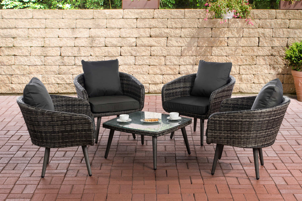 Lounge-Set Ameland Flachrattan anthrazit 45 cm (Dunkelgrau) – Ansicht 9