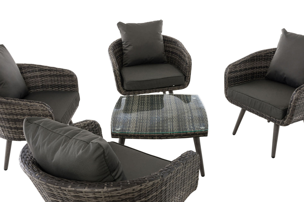 Lounge-Set Ameland Flachrattan anthrazit 45 cm (Dunkelgrau) – Ansicht 12