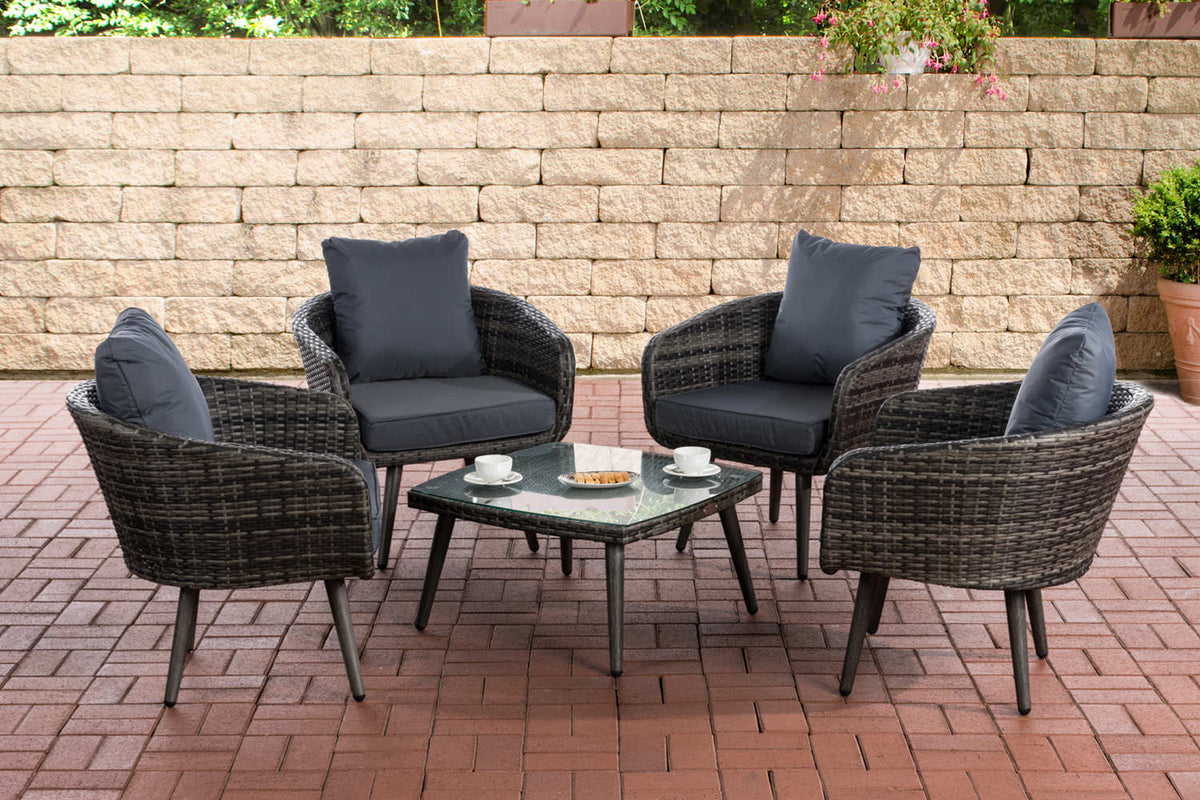 Lounge-Set Ameland Flachrattan eisengrau 45 cm (Dunkelgrau) – Ansicht 9