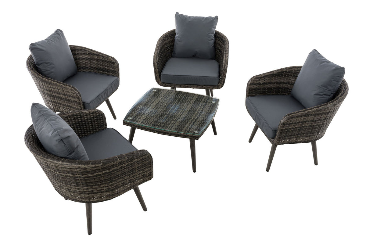Lounge-Set Ameland Flachrattan eisengrau 45 cm (Dunkelgrau) – Ansicht 10