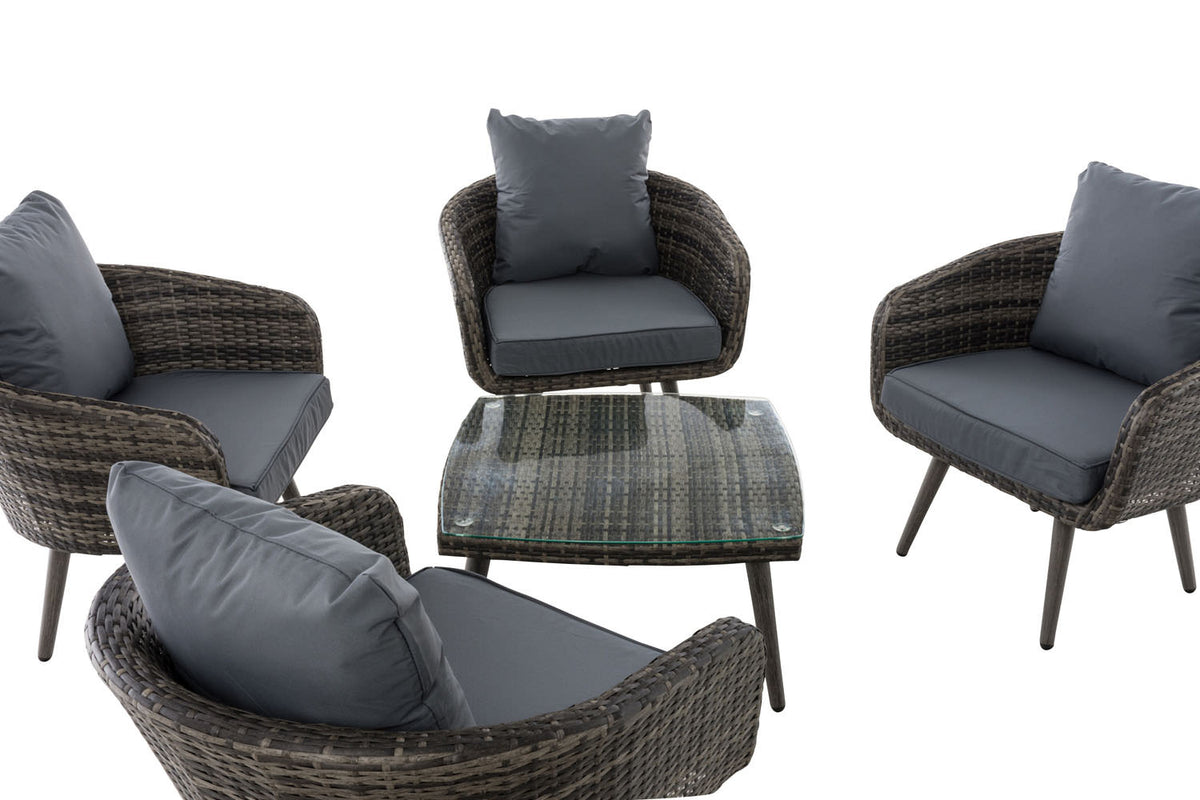 Lounge-Set Ameland Flachrattan eisengrau 45 cm (Dunkelgrau) – Ansicht 12