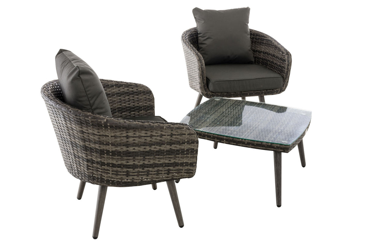 Balkon-Set Ameland Flachrattan anthrazit 45 cm (Dunkelgrau) – Ansicht 12