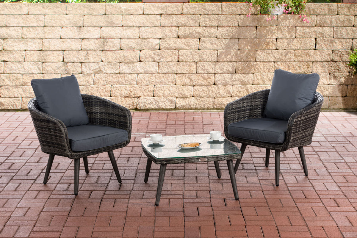 Balkon-Set Ameland Flachrattan eisengrau 45 cm (Dunkelgrau) – Ansicht 9