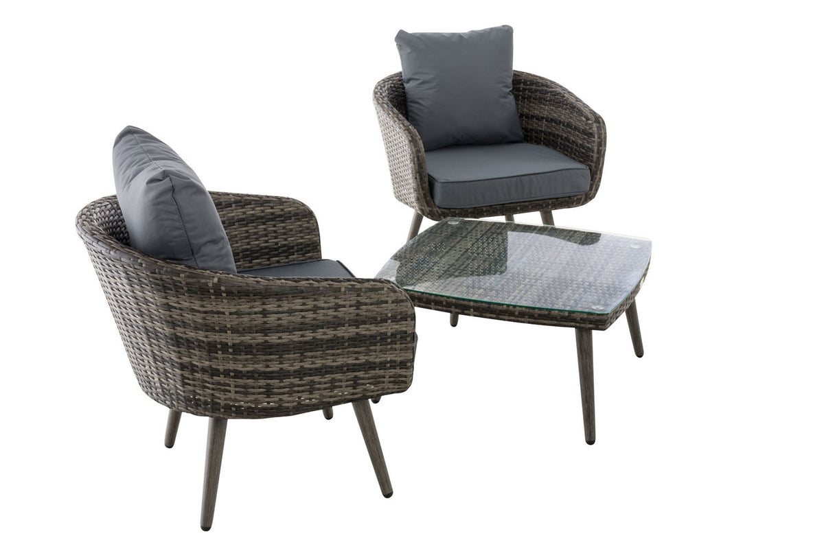 Balkon-Set Ameland Flachrattan eisengrau 45 cm (Dunkelgrau) – Ansicht 12