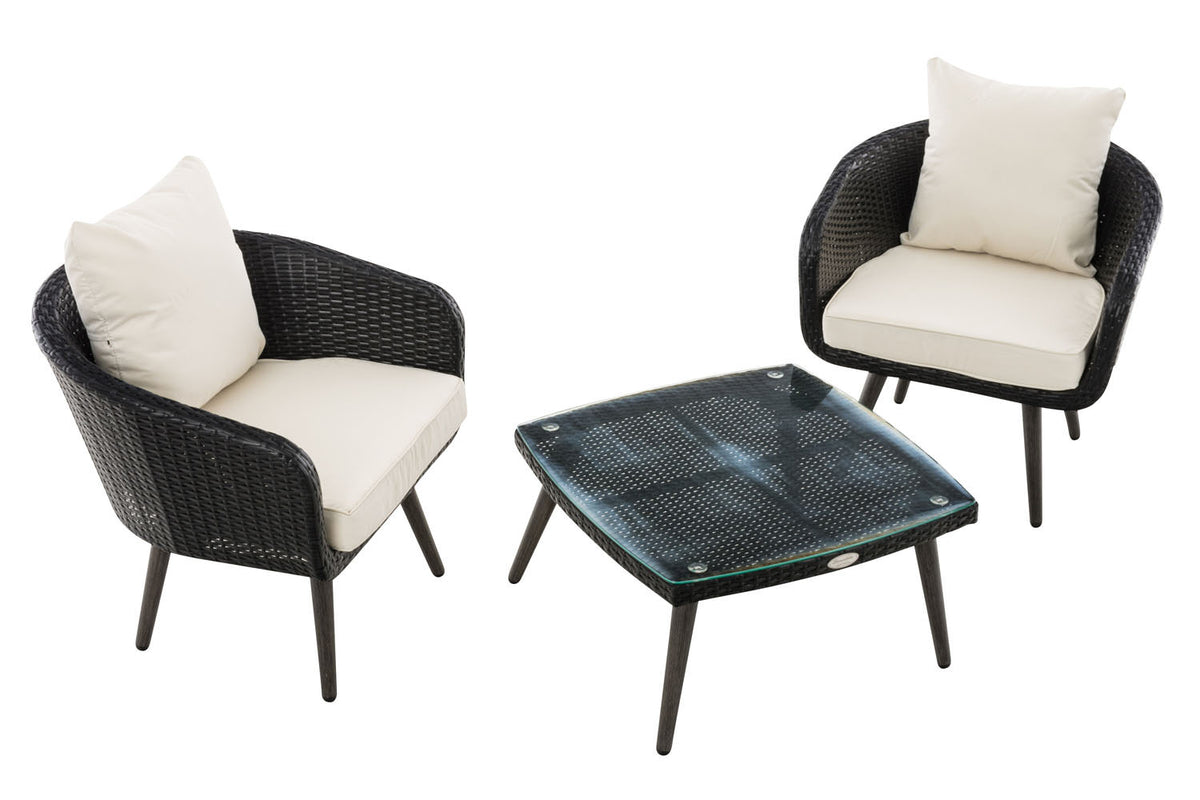 Balkon-Set Ameland Flachrattan cremeweiß 45 cm (Dunkelgrau) – Ansicht 2