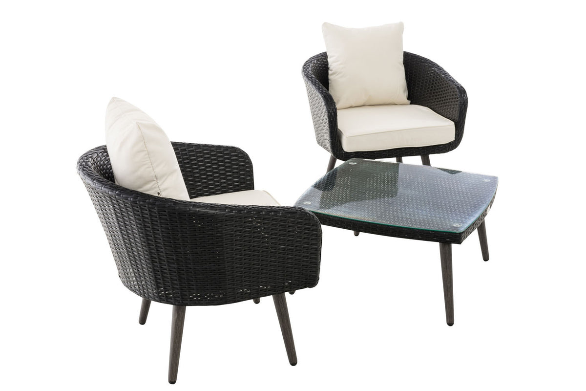 Balkon-Set Ameland Flachrattan cremeweiß 45 cm (Dunkelgrau) – Ansicht 4