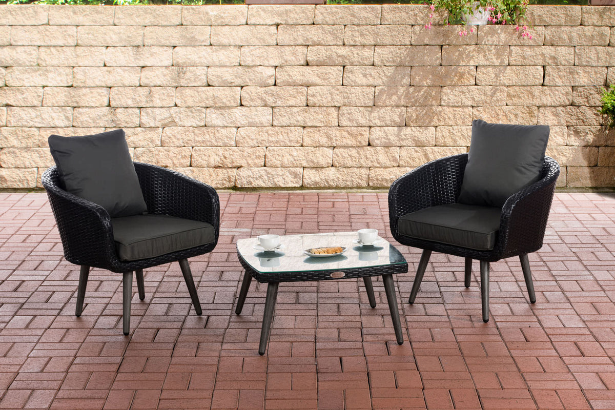 Balkon-Set Ameland Flachrattan anthrazit 45 cm (Dunkelgrau)