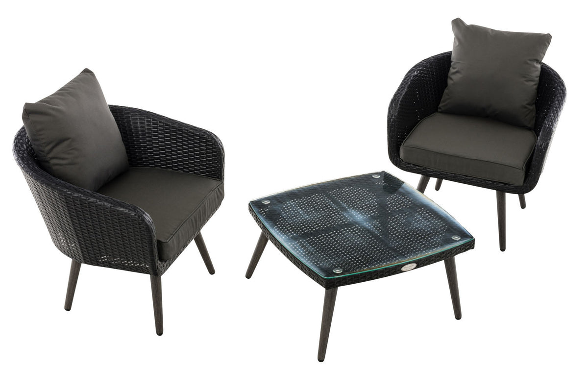Balkon-Set Ameland Flachrattan anthrazit 45 cm (Dunkelgrau) – Ansicht 2
