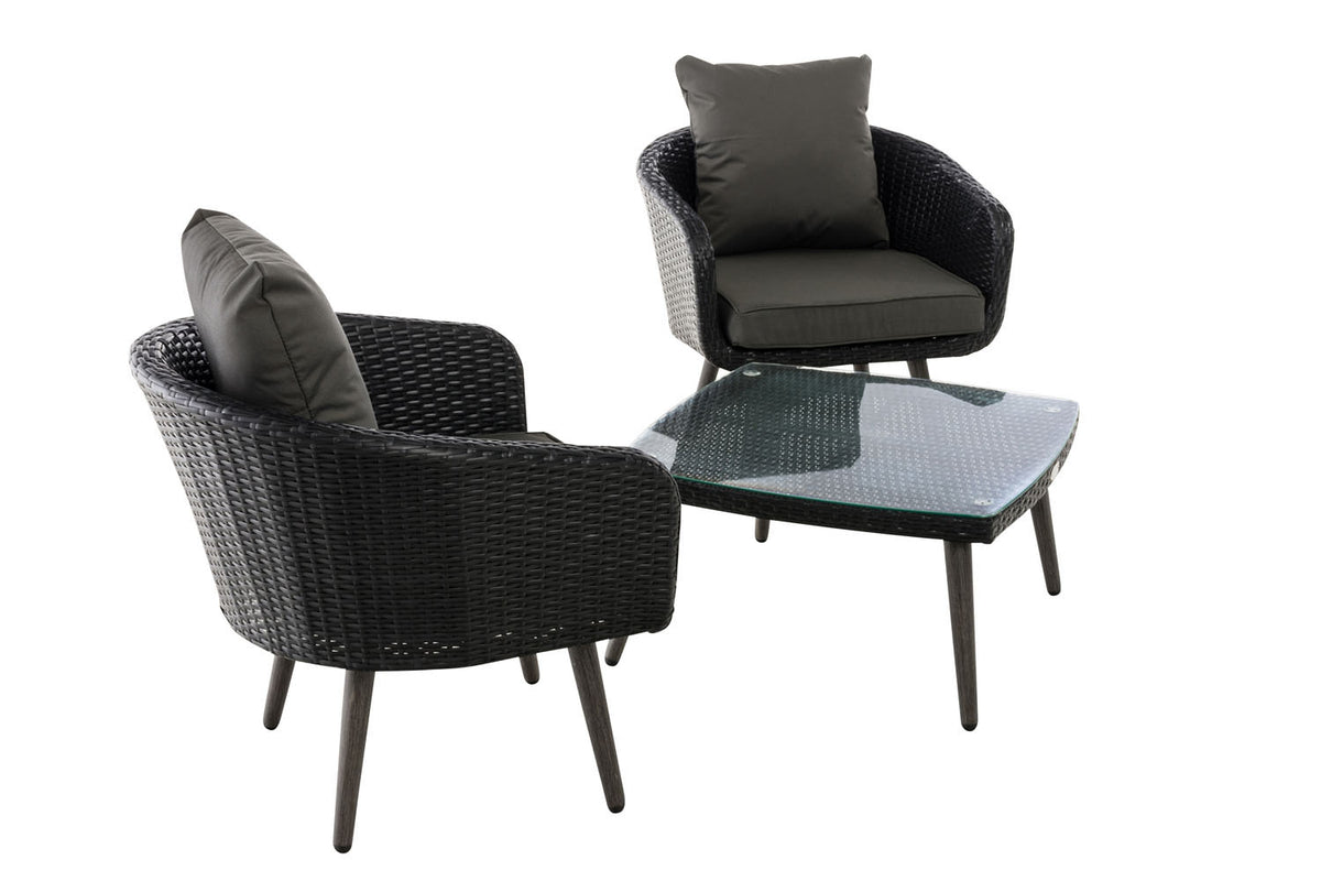 Balkon-Set Ameland Flachrattan anthrazit 45 cm (Dunkelgrau) – Ansicht 4