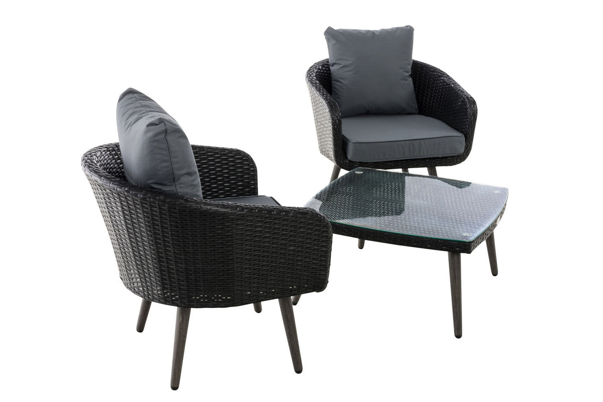 Balkon-Set Ameland Flachrattan eisengrau 45 cm (Dunkelgrau) – Ansicht 4