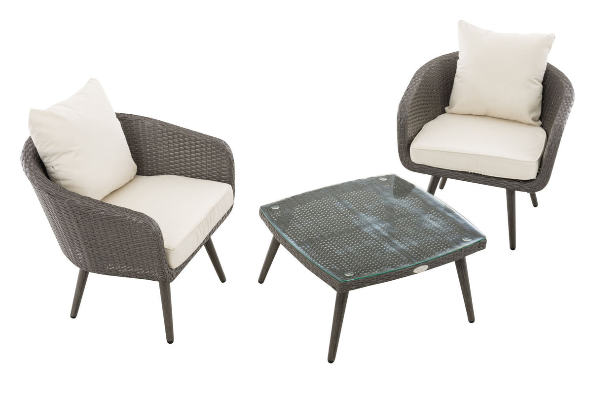 Balkon-Set Ameland Flachrattan cremeweiß 45 cm (Dunkelgrau) – Ansicht 6