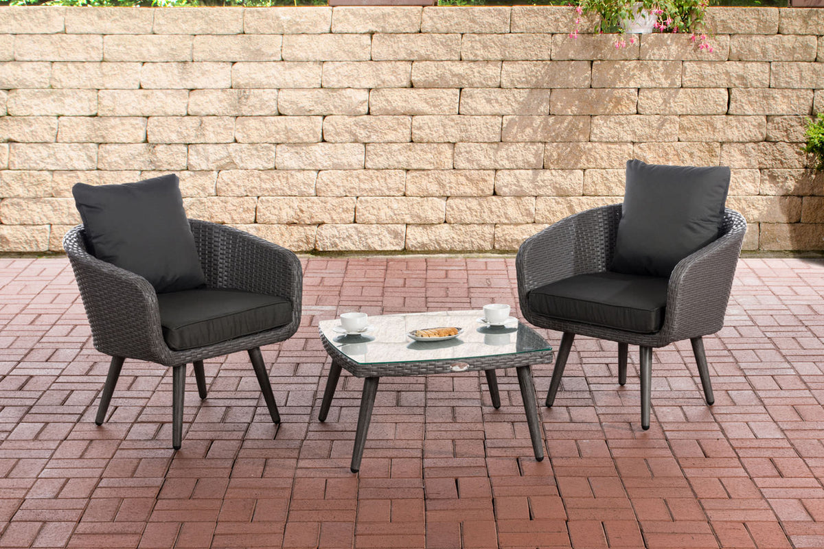 Balkon-Set Ameland Flachrattan anthrazit 45 cm (Dunkelgrau) – Ansicht 5