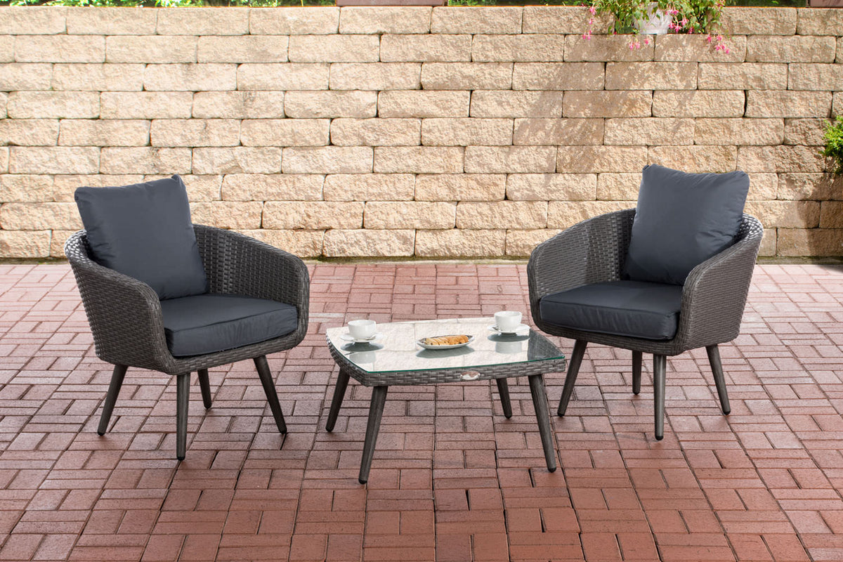 Balkon-Set Ameland Flachrattan eisengrau 45 cm (Dunkelgrau) – Ansicht 5