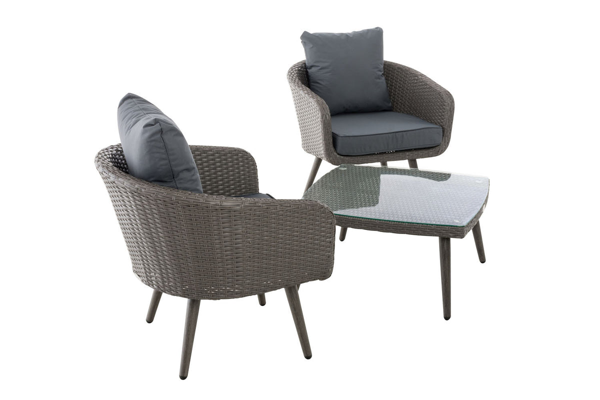 Balkon-Set Ameland Flachrattan eisengrau 45 cm (Dunkelgrau) – Ansicht 8