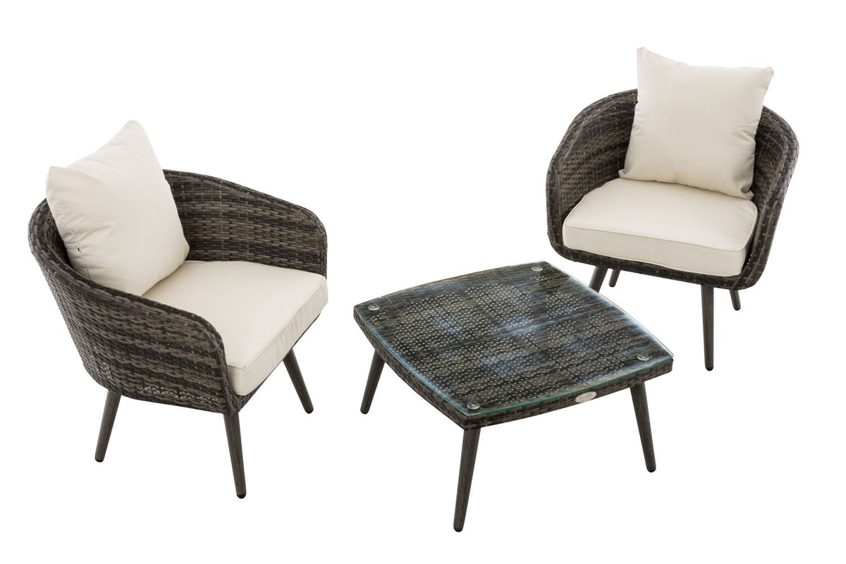Balkon-Set Ameland Flachrattan cremeweiß 45 cm (Dunkelgrau) – Ansicht 10