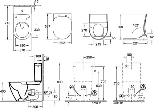 V&B Spülkasten SUBWAY 20 Zul seitl oder von hint we weiß VILLEROY & BOCH – Ansicht 5