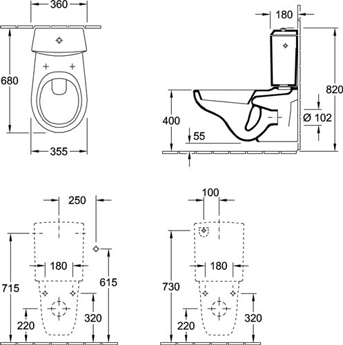 V&B Wand-WC ONOVO ti 355x680mm für Kombination we weiß VILLEROY & BOCH – Ansicht 3