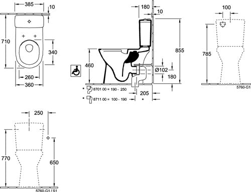 V&B Stand-WC ViCare ti 360x710mm spülrandl DirectFlush we weiß VILLEROY & BOCH – Ansicht 4