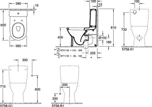 V&B Stand-WC ONOVO ti 360x650mm für Kombination we weiß VILLEROY & BOCH – Power und Handel – Ansicht 6