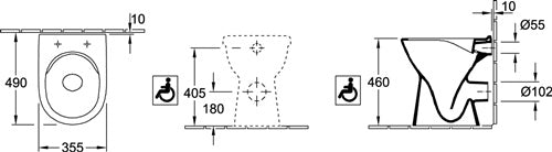 VB Tiefspül-WC spülrandlos ViCare 360x490mm Oval Weiß Alpin – Ansicht 4
