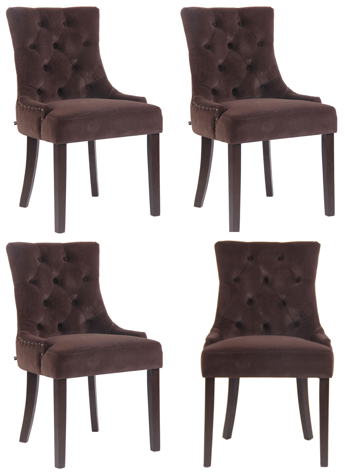 4er Set Esszimmerstühle Aberdeen Samt antik – Ansicht 19
