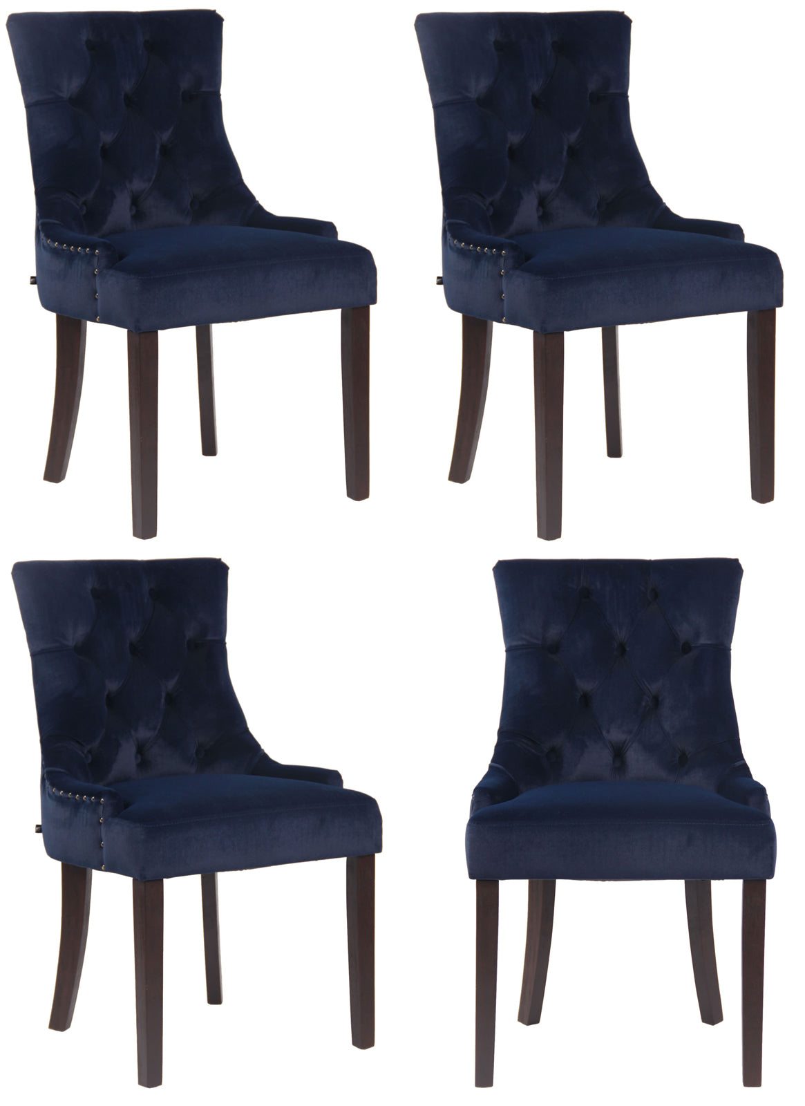 4er Set Esszimmerstühle Aberdeen Samt antik – Ansicht 13