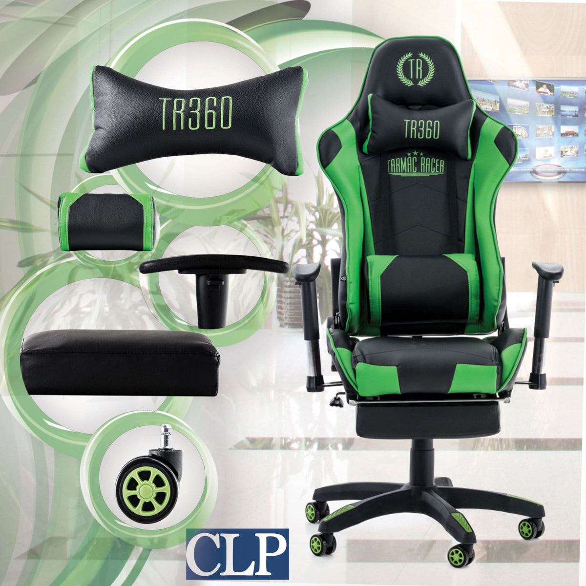Racing Bürostuhl Turbo mit Fußablage – Ansicht 9