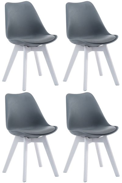 4er Set Besucherstühle Borneo V2 Weiß Kunstleder