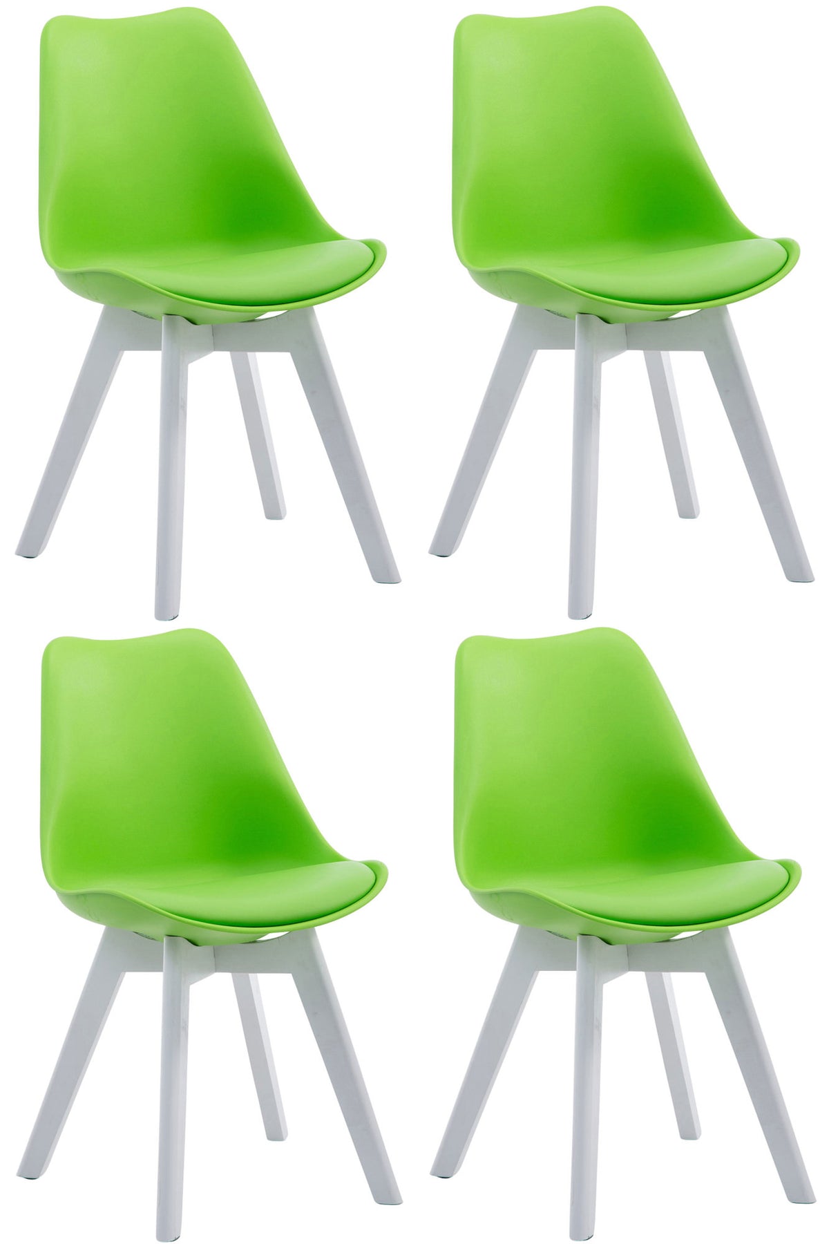 4er Set Besucherstühle Borneo V2 Weiß Kunstleder – Ansicht 5