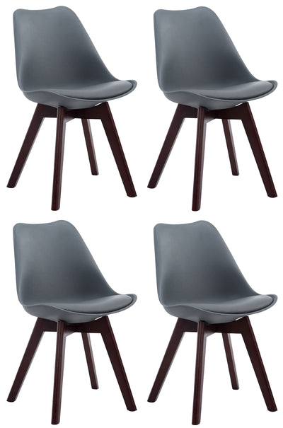 4er Set Besucherstühle Borneo V2 Walnuss Kunstleder