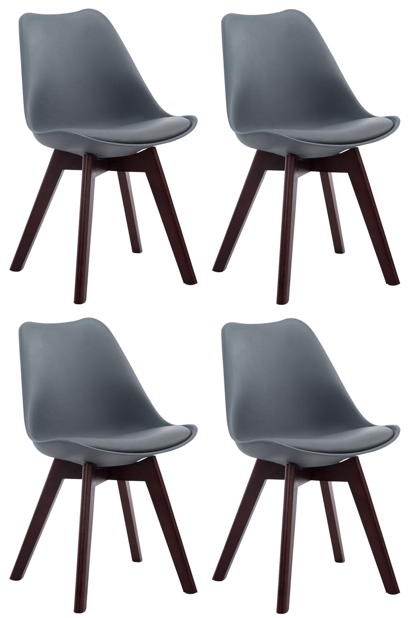4er Set Besucherstühle Borneo V2 Walnuss Kunstleder