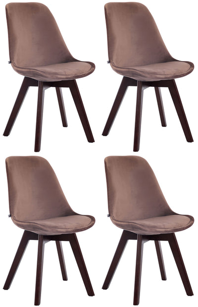 4er Set Besucherstühle Borneo V2 Samt walnuss