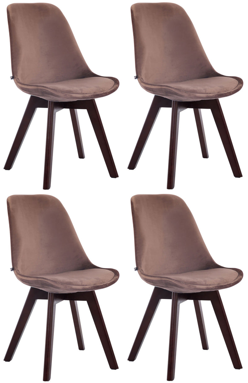 4er Set Besucherstühle Borneo V2 Samt walnuss