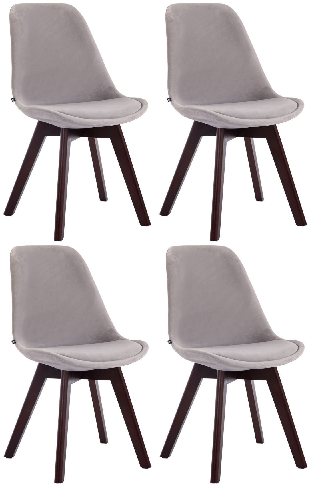 4er Set Besucherstühle Borneo V2 Samt walnuss – Ansicht 9