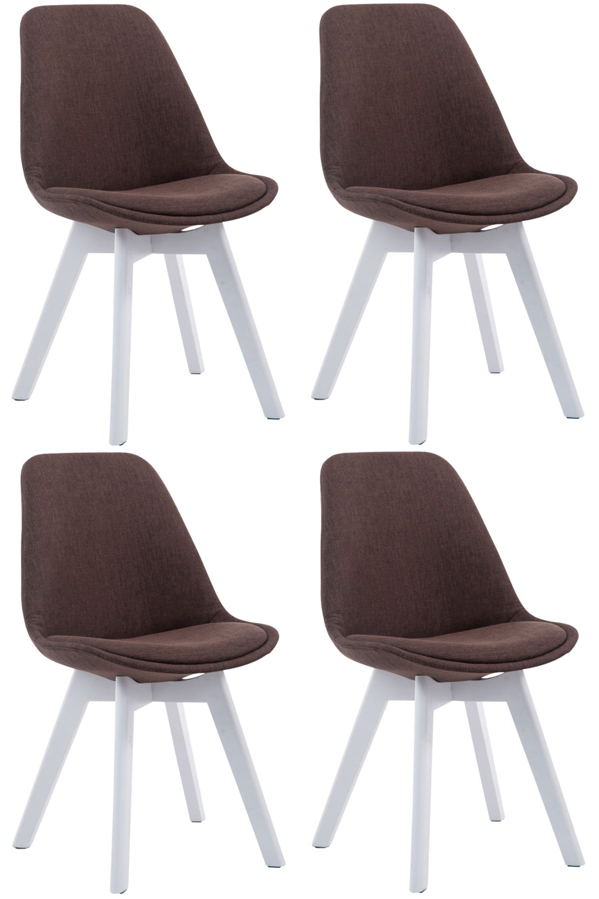 4er Set Besucherstühle Borneo V2 Weiß Stoff – Ansicht 5